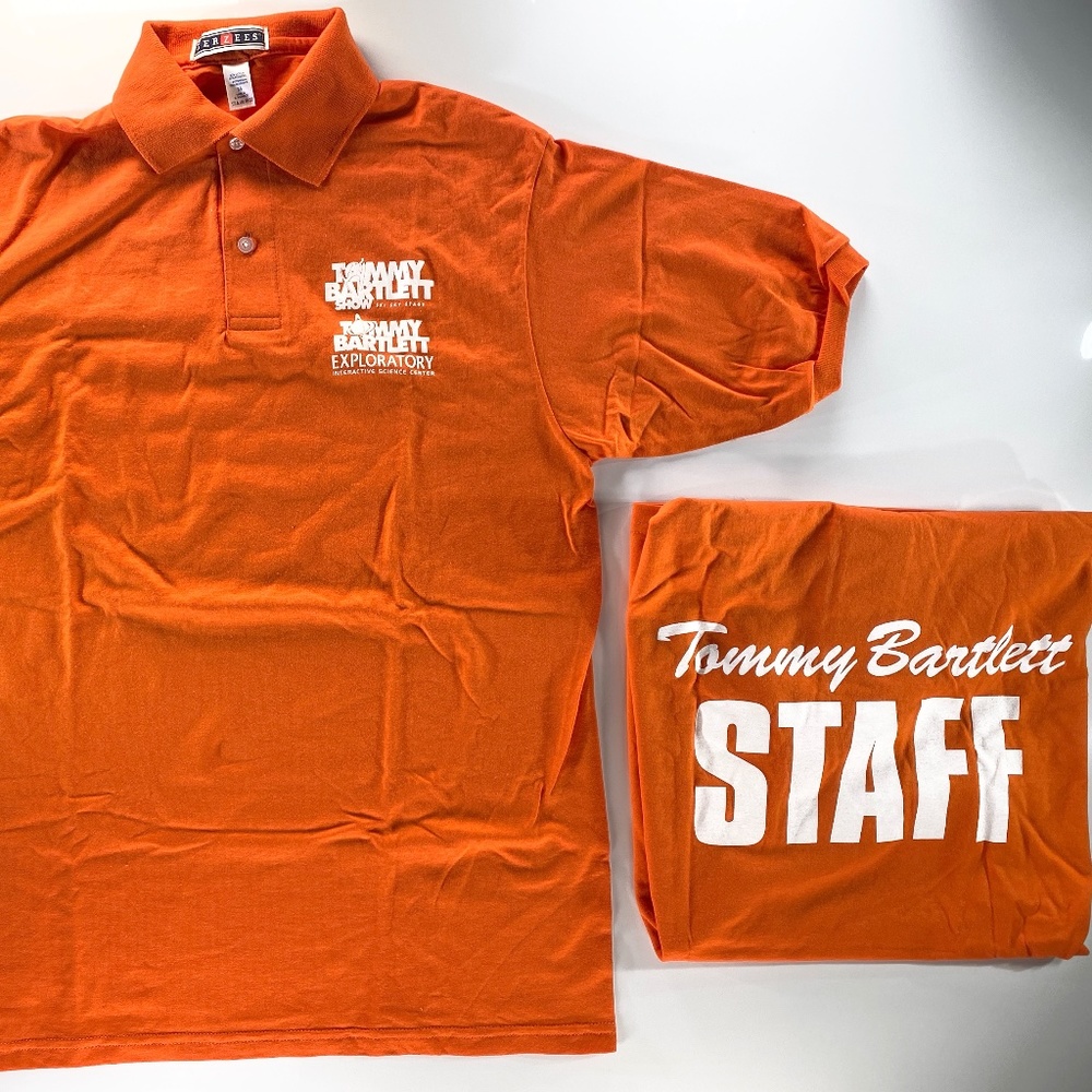 Tommy Bartlett Ski Sky Stage Show & Exploratory STAFF Polo Shirt NEW Orange M